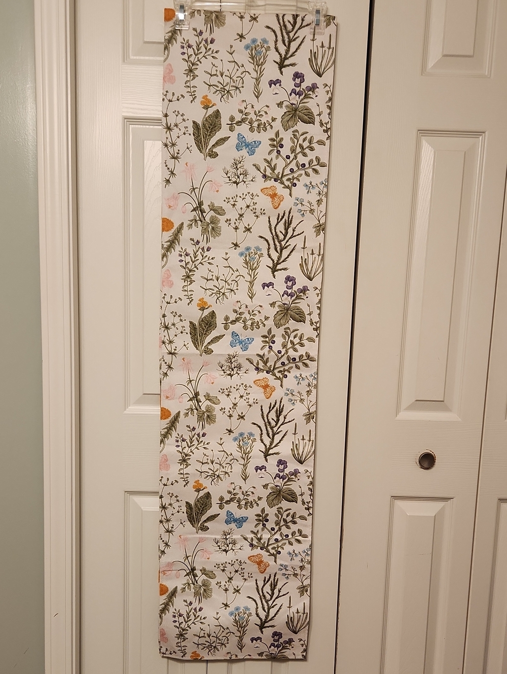 Floral And Butterfly Table Runner in Multicolor Botanical Print - 108" Long